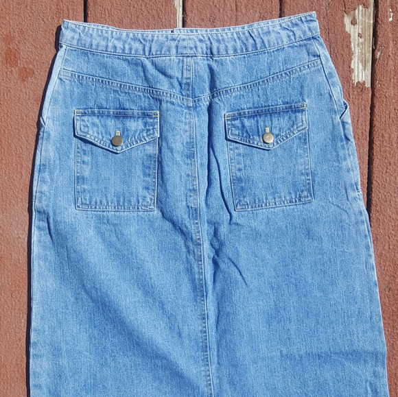 Vintage long denim Prairie jean skirt 8 80s 90s - Picture 7 of 12